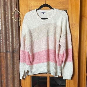 Splendid Pinks and Cream Crewneck Sweater, Size XL